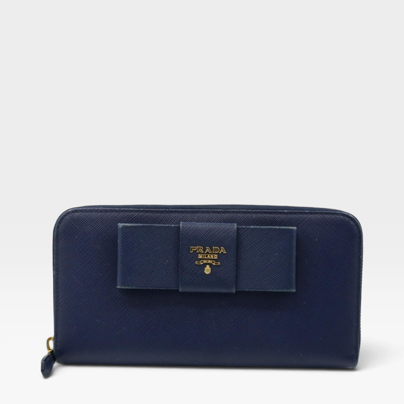 Prada Saffiano Leather Long Wallet – Navy Blue